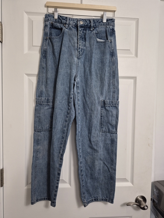 twik Denim - twik Women's Light Blue Straight-Leg Jeans with Cargo Pockets
